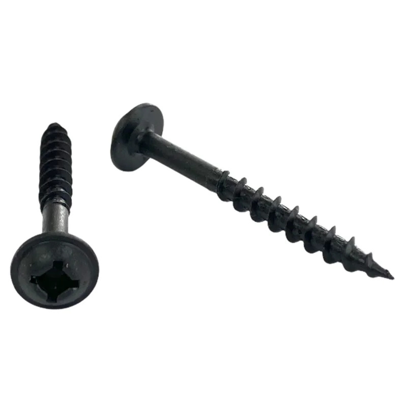 #8 | 1 3/4 Inch | Quadrex Drive | Round Washer Head | Deep Thread | Sharp Point | Black Phosphate Finish