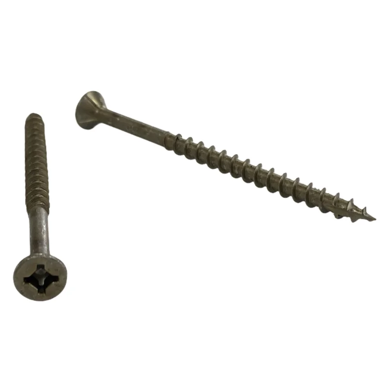 #8 | 1 Inch | Quadrex Drive | Flat Head with Nibs | Deep Thread | Sharp Point | Dry Lube / Plain Finish