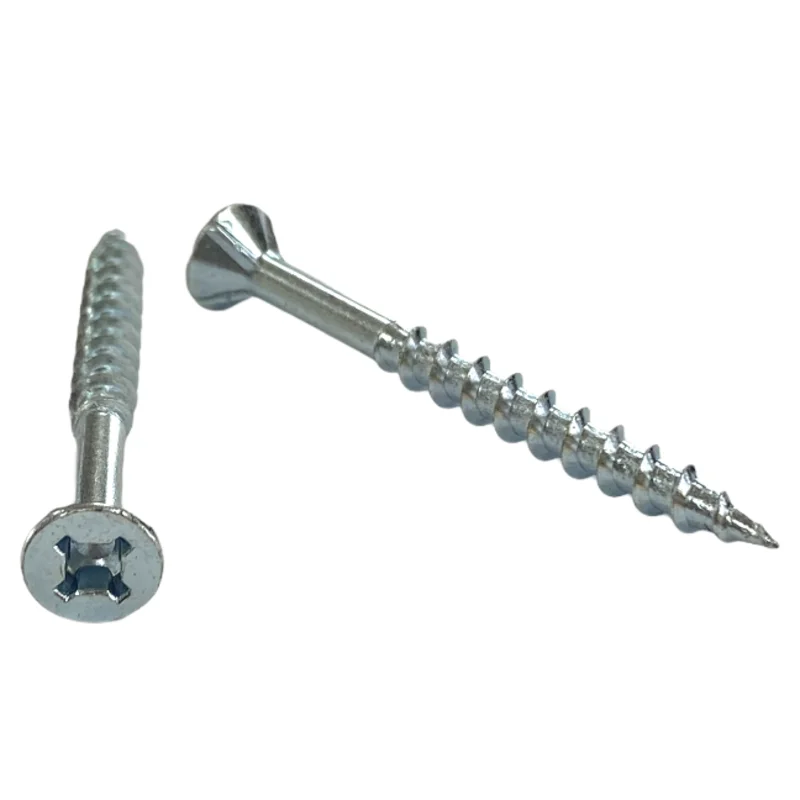 #8 | 2 1/4 Inch | Quadrex Drive | Flat Head with Nibs | Deep Thread | Type 17 Point | Zinc Finish