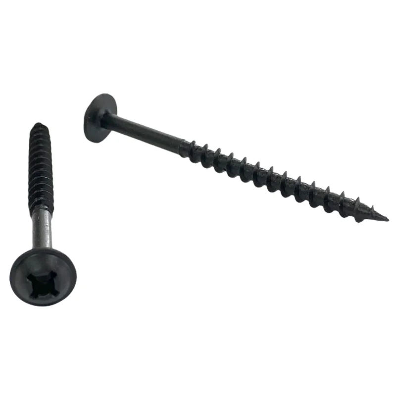 #8 | 2 1/4 Inch | Quadrex Drive | Round Washer Head | Deep Thread | Sharp Point | Black Phosphate Finish
