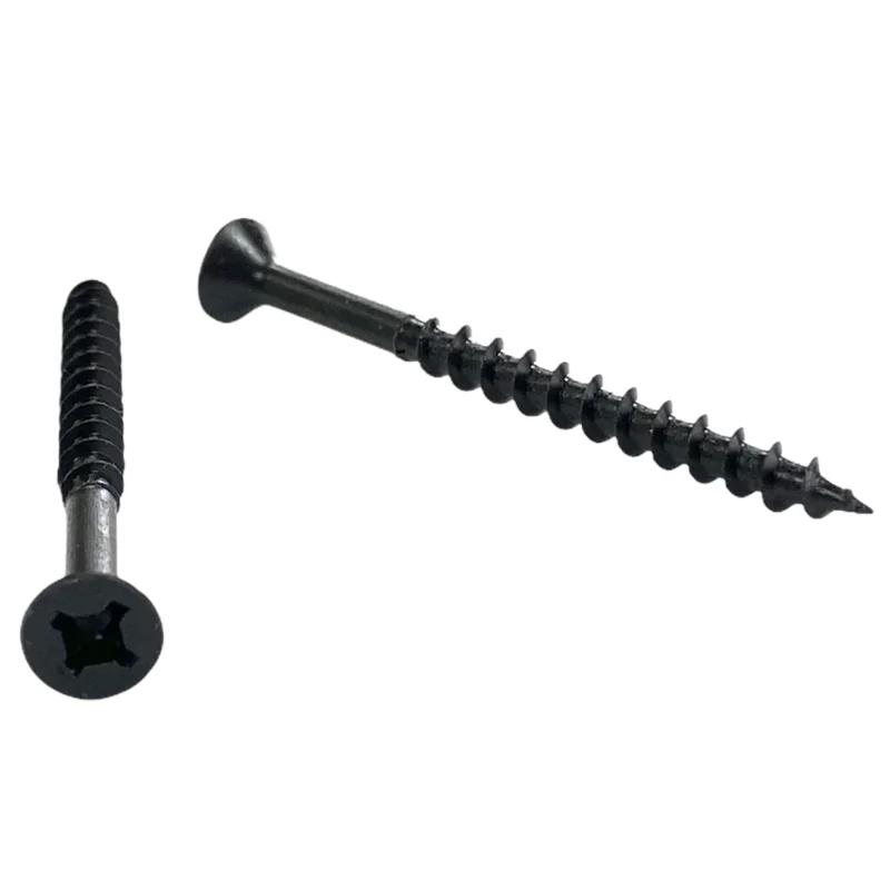 #8 | 2 Inch | Quadrex Drive | Flat Head | Deep Thread | Sharp Point | Black Phosphate Finish