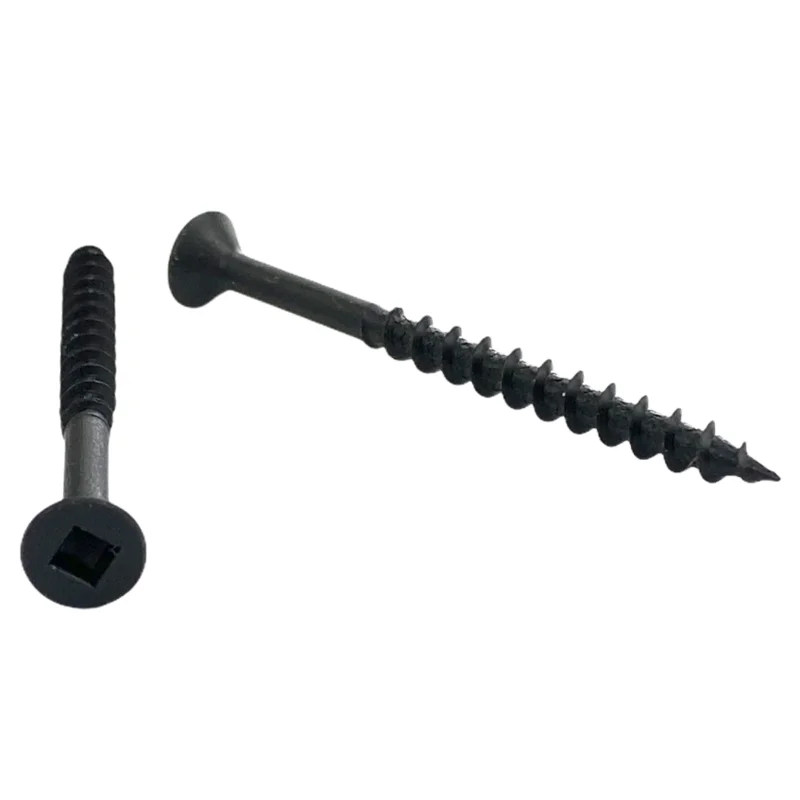 #8 | 2 Inch | Square Drive | Flat Head | Deep Thread | Sharp Point | Black Phosphate Finish