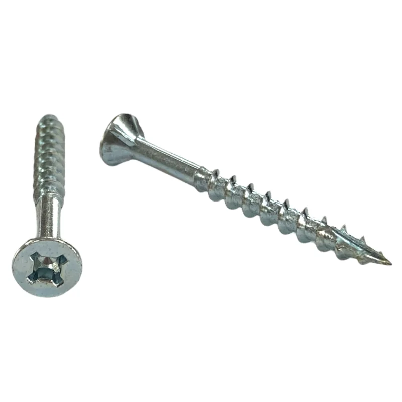 #8 | 3/4 Inch | Quadrex Drive | Flat Head | Deep Thread | Type 17 Point | Zinc Finish