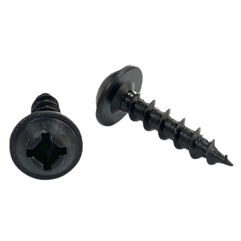 #8 | 3/4 Inch | Quadrex Drive | Round Washer Head | Deep Thread | Sharp Point | Black Phosphate Finish