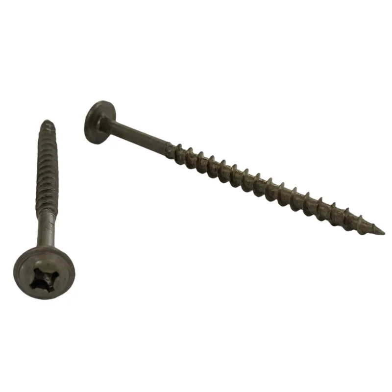 #8 | 3 Inch | Quadrex Drive | Round Washer Head | Deep Thread | Sharp Point | Dry Lube / Plain Finish