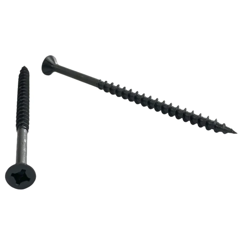 #9 | 2 1/2 Inch | Quadrex Drive | Flat Head with Nibs | Coarse Thread | Type 17 Point | Black Phosphate Finish