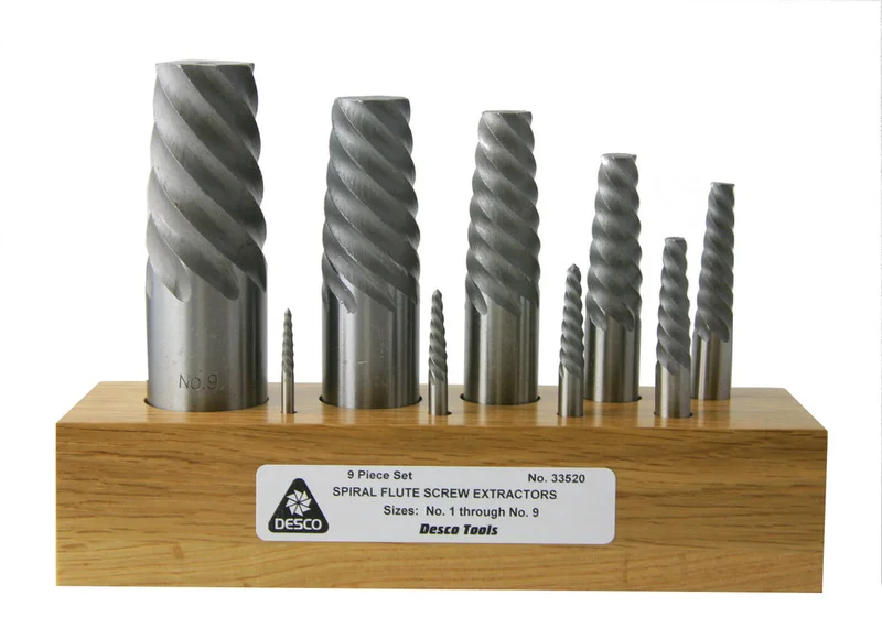 9 Piece Spiral Screw Extractor Set