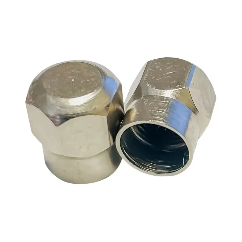 AA Chrome Hexagon Dome w/ Flat Top Tire Valve Caps (100/Box)