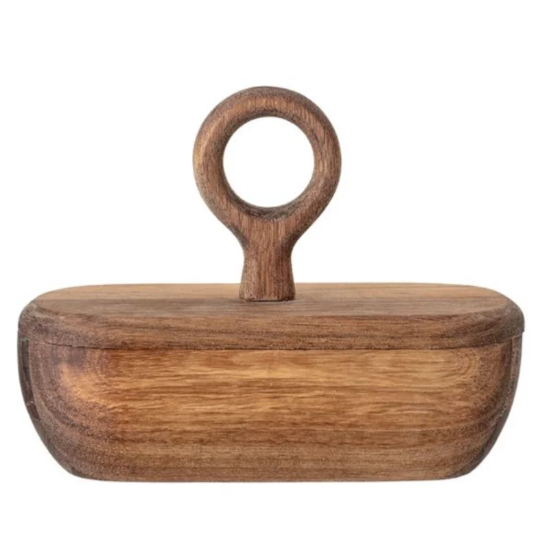 Acacia Wood Divided Container w/ Lid