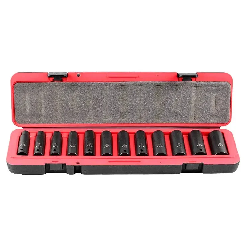 AFF 1/2" Dr Metric Deep Impact Socket Set (6 pt, 12 Pcs) [Clearance]