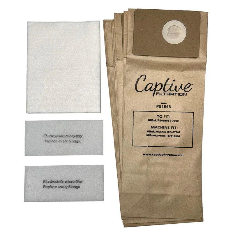 Aftermarket Nilfisk Advance 107407587, Vacuum Bags + Filters, Fits Advance VU500