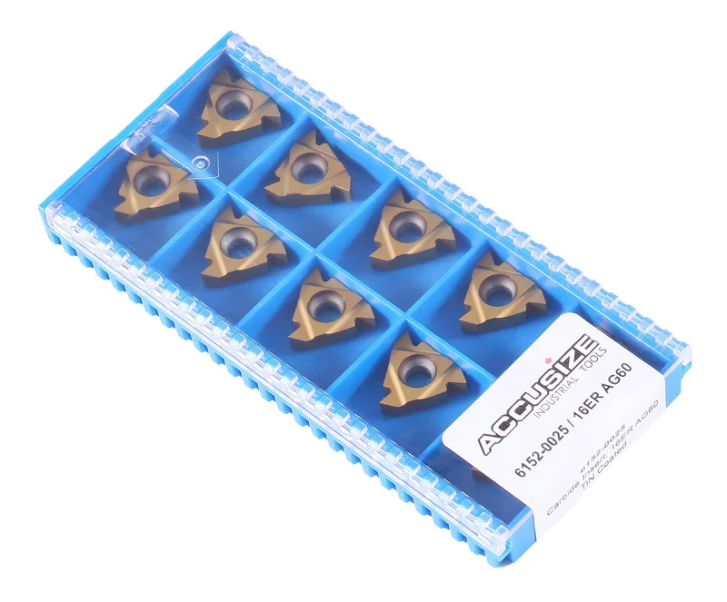 AG60, A60, Carbide Threading Inserts, TiN Coated, 10 Pcs/Box
