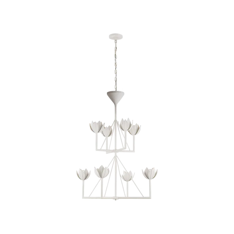 Alberto Medium Two Tier Chandelier, Plaster White, 35.5"Dia