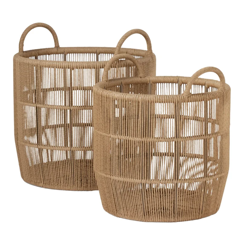 Alcoy Basket, Natural Twisted Faux Wicker, 2 Sizes