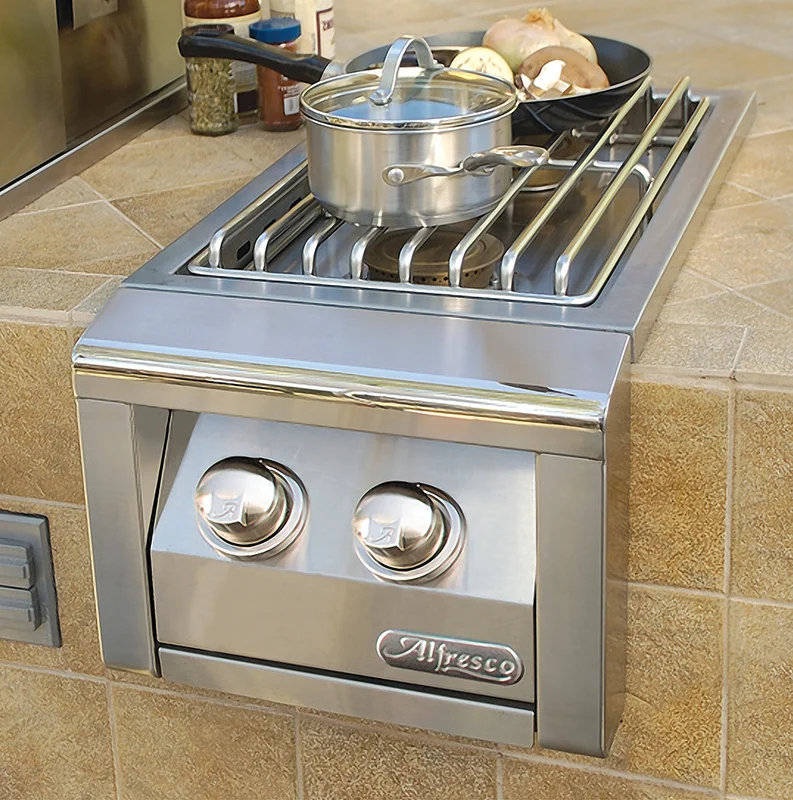 Alfresco - 2 Burner Natural Gas BBQ Side Burner Stainless - AXESB-2-NG Stainless