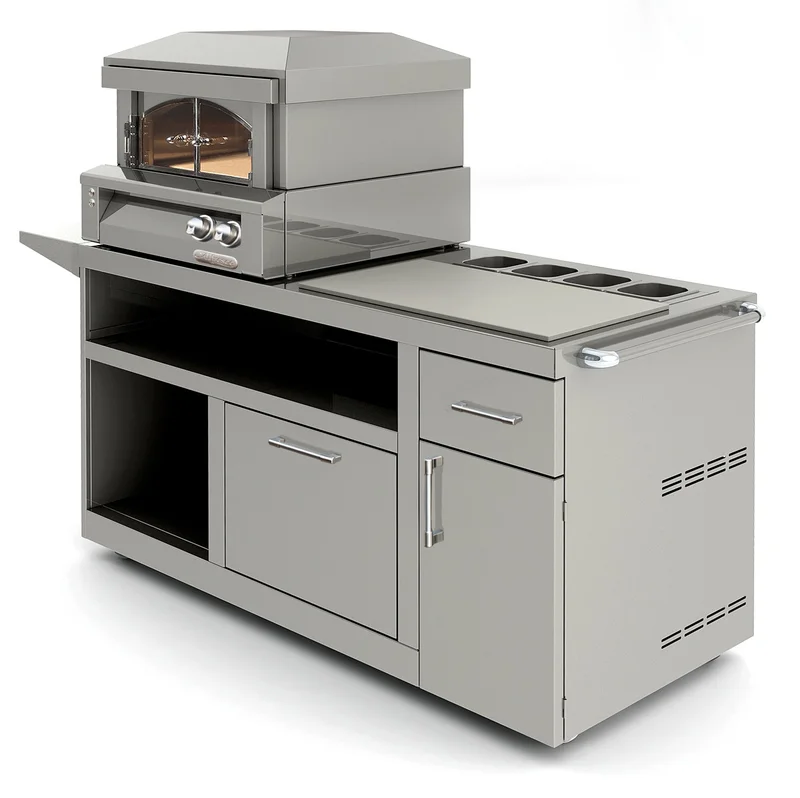 Alfresco - Deluxe Prep Pizza Oven Cart in Stainless - AXE-PZA-PPC Stainless