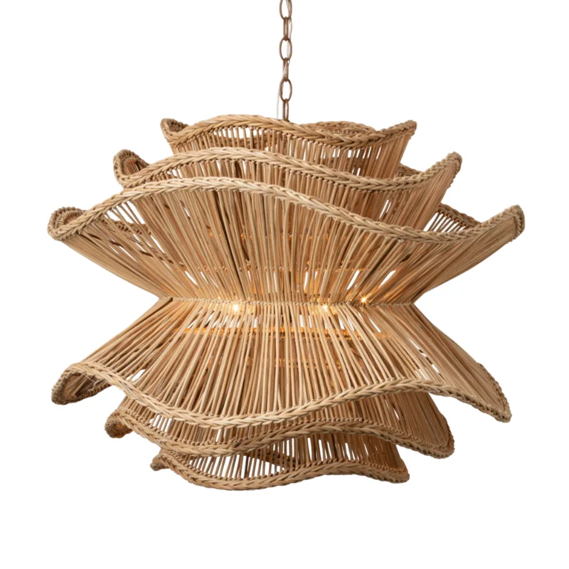 Alondra Chandelier, Natural Rattan, 30"D x 23"H