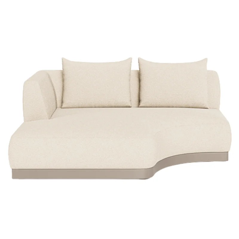 Amalfi Curved Chaise, Left Arm - Aluminium Taupe/Riviera Sand, 65.6"W