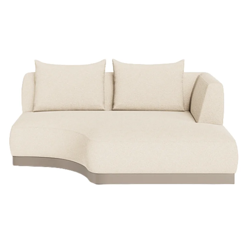 Amalfi Curved Chaise, Right Arm - Aluminium Taupe/Riviera Sand, 65.6"W