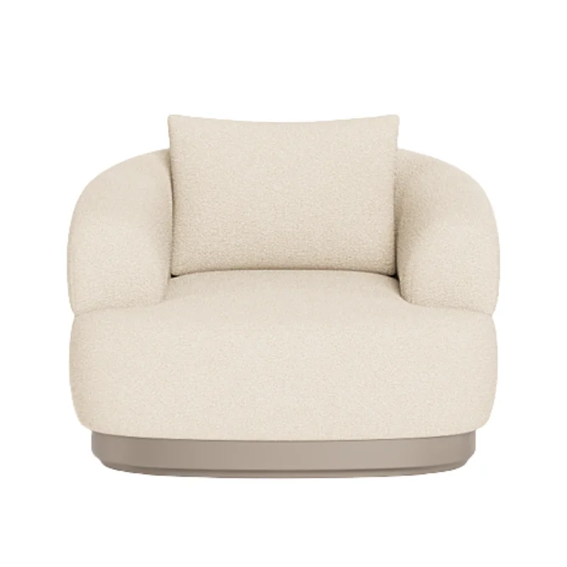 Amalfi Swivel Lounge Chair - Aluminium Taupe/Riviera Sand, 40.3"W