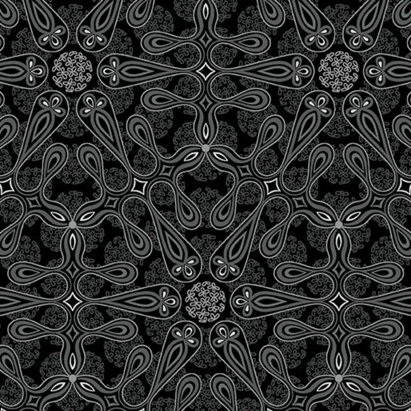 Amanda Murphy BOTANICA: Medallion-Charcoal (1/4 Yard)