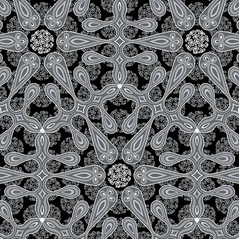 Amanda Murphy BOTANICA: Medallion-Steel (1/4 Yard)