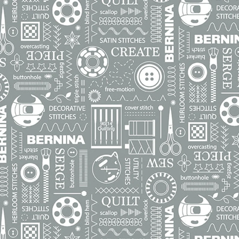 Amanda Murphy SEWING ROOM 2: BERNINA Stitches-GRAY (1/4 Yard)