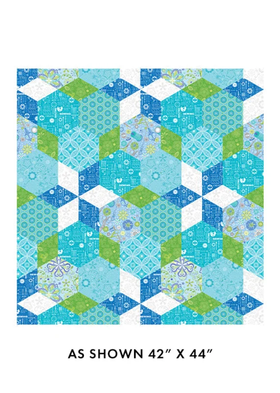 Amanda Murphy SEWING ROOM 2: Endless Hexagons-LAKE Panel