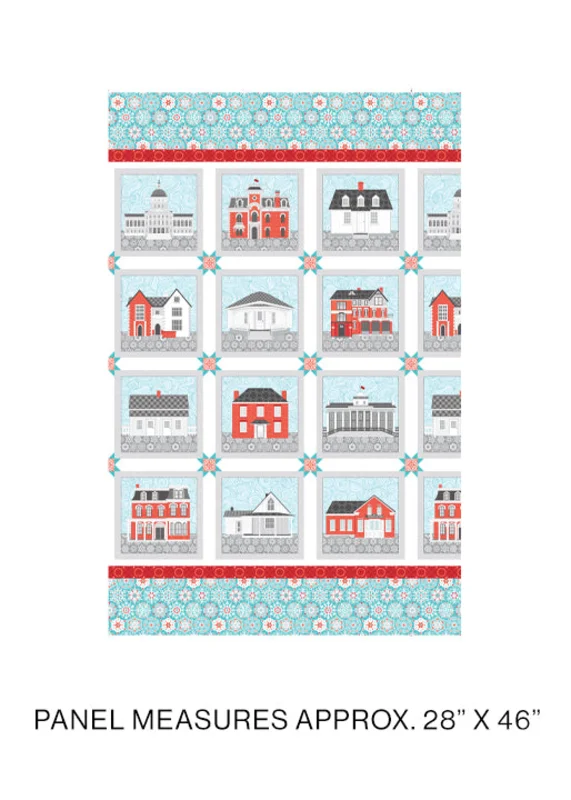 Amanda Murphy WINTER VILLAGE: Blocks Panel-Aqua