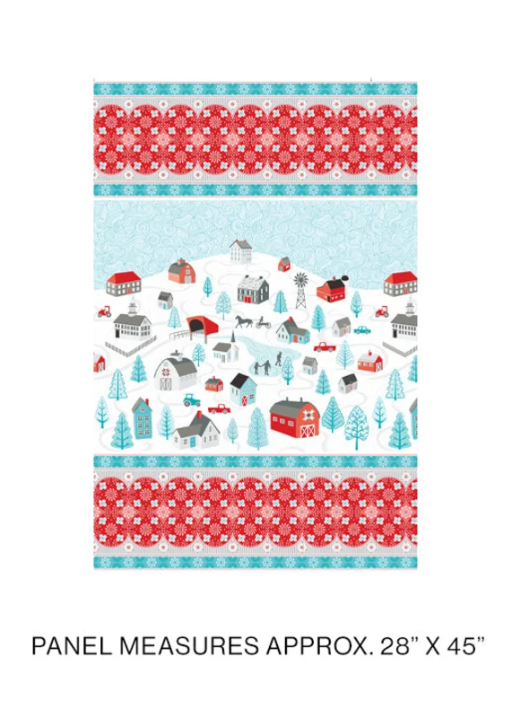 Amanda Murphy WINTER VILLAGE: Landscape Panel-Aqua