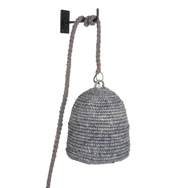 Anika Woven Raffia Pendant- Grey, Small