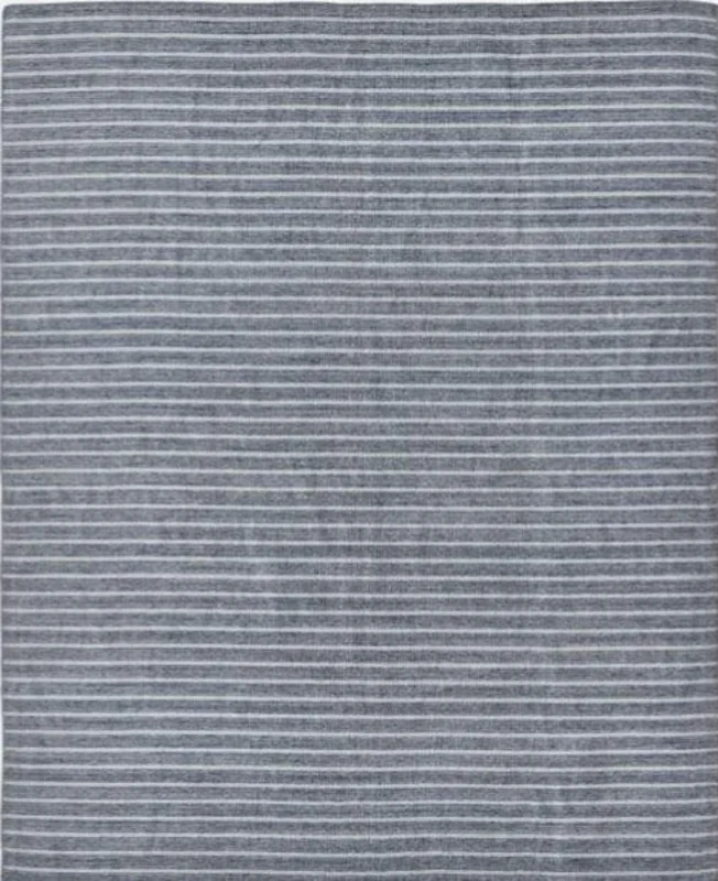 Anzaro Outdoor Rug, Charcoal / White Striped Performance Yarn