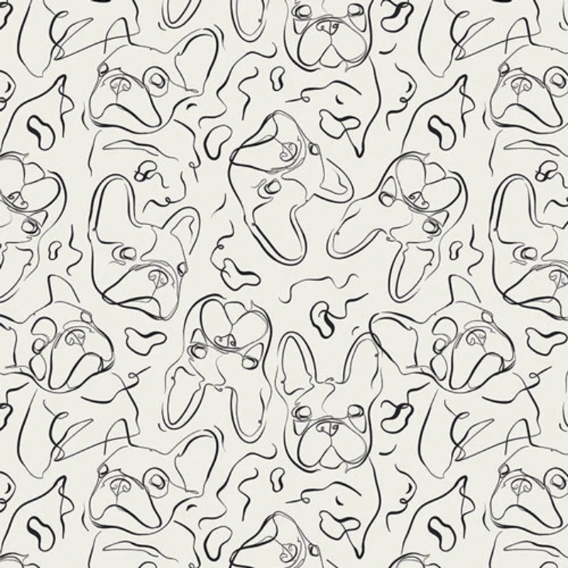 Art Gallery: Printed Knit- Frenchie Noir (1/4 Yard)