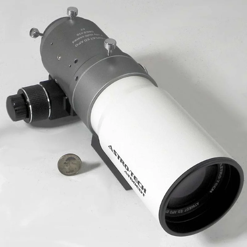 Astro-Tech At60Edt 60Mm F/7 Ed Triplet Apo Refractor, White And Gray Tube