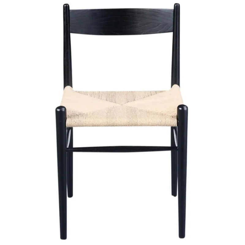 Audra Dining Chair- Natural Papercord w/ Black Teak Wood