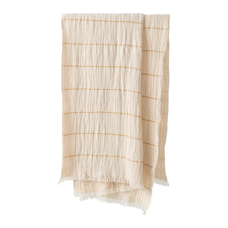 August Cotton Blend Throw,  Natural/Butternut