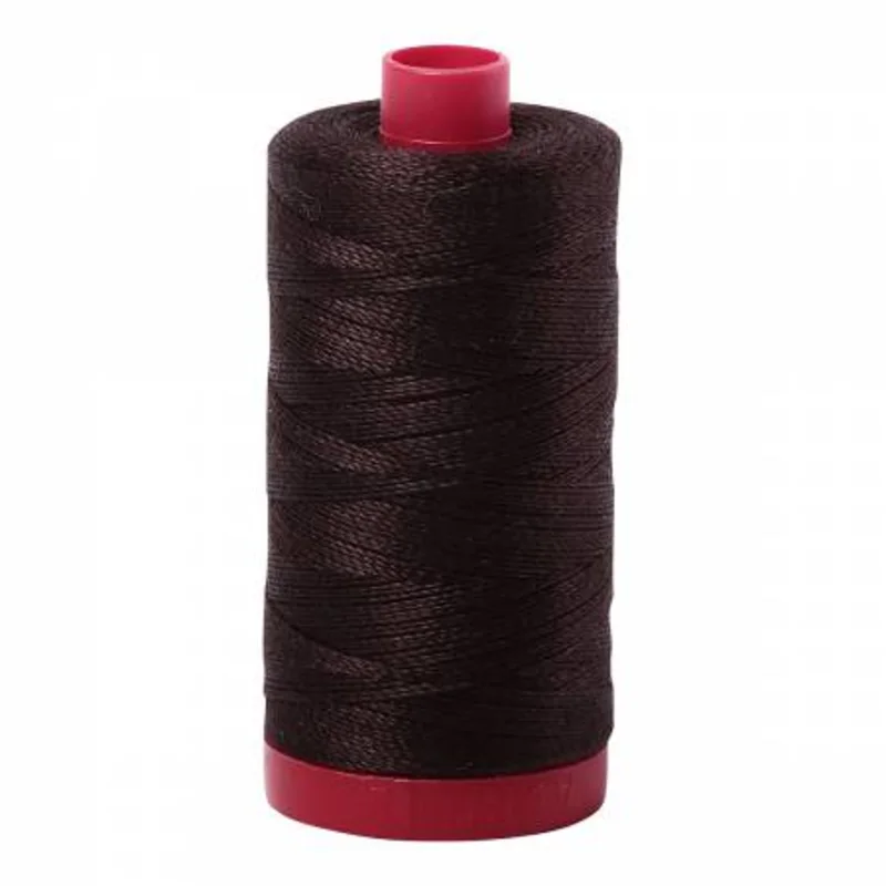 Aurifil: 12wt Cotton-Very Dark Bark 1130