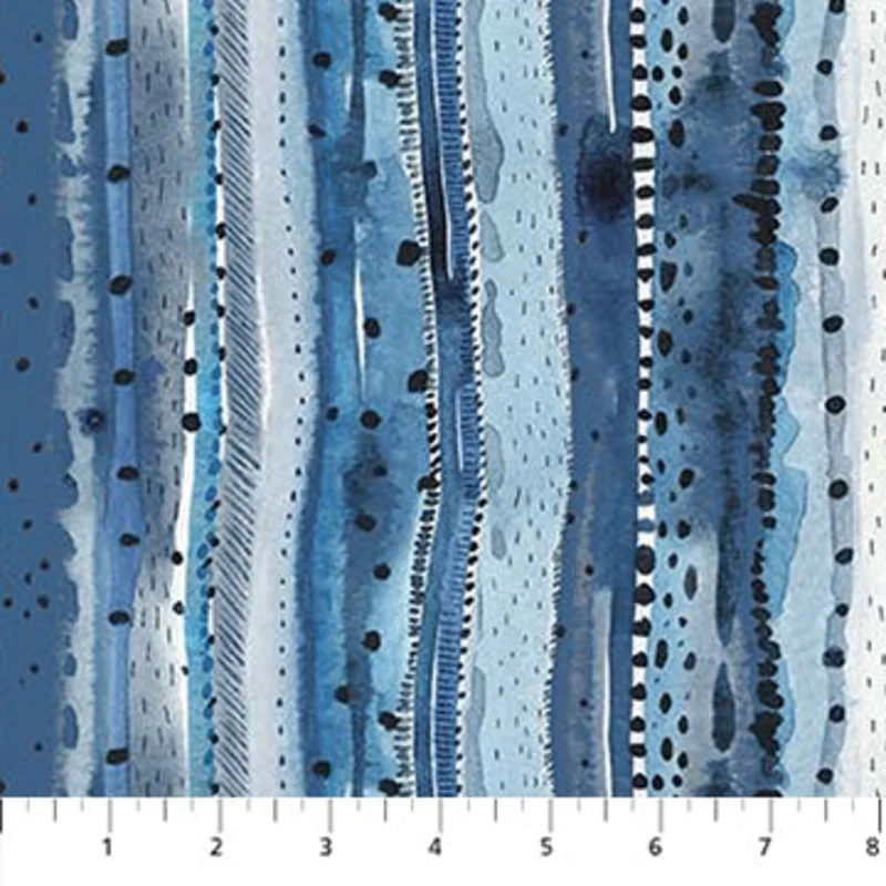 Autumn Forage: Stripes- Blue (1/4 Yard)