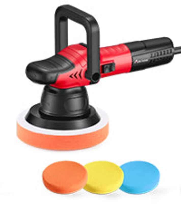 AVID POWER Dual Action Car Buffer Polisher, 6 Inch Orbital Polisher for Car Detailing with 6 Variable Speeds, Detachable Handle & 3 Polishing Pads