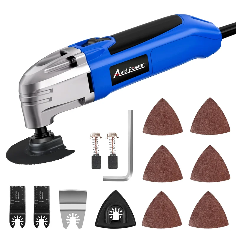 AVID POWER Oscillating Tool, 22000 OPM Electric Oscillating Multi Tool with 3Oscillation Angle, Cutting, Sanding, Grinding, Scraping, 11 Accessories & Universal Interface-Blue Blue