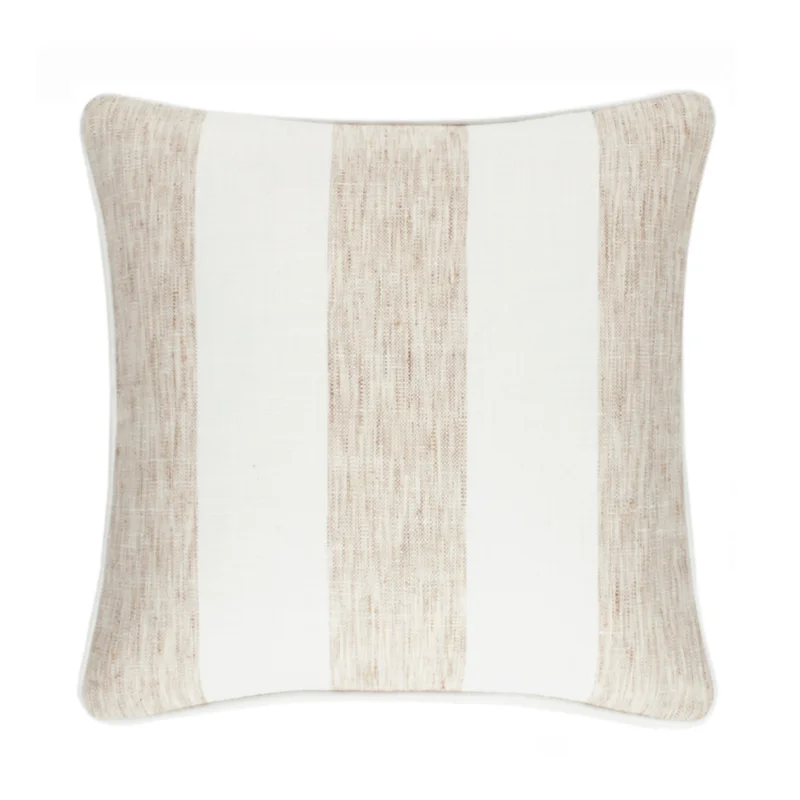 Awning Stripe Indoor / Outdoor Decorative Pillow- Natural , 20" x 20"