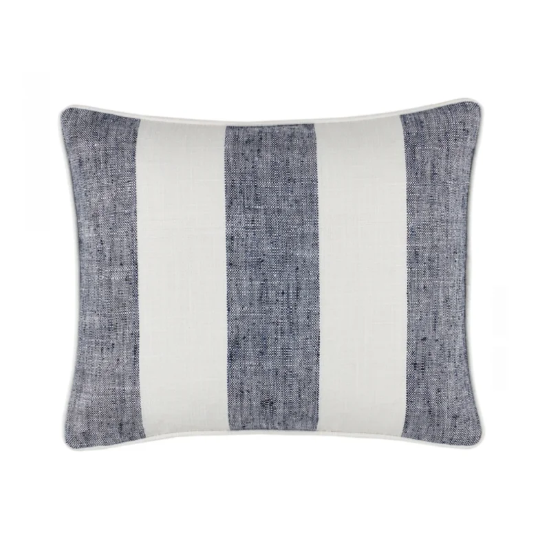 Awning Stripe Indoor / Outdoor Pillow - Navy, 16" x 20" (Lumbar)