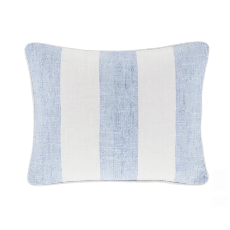 Awning Stripe Indoor/Outdoor Pillow- Soft French Blue, 16" x 20" (Lumbar)