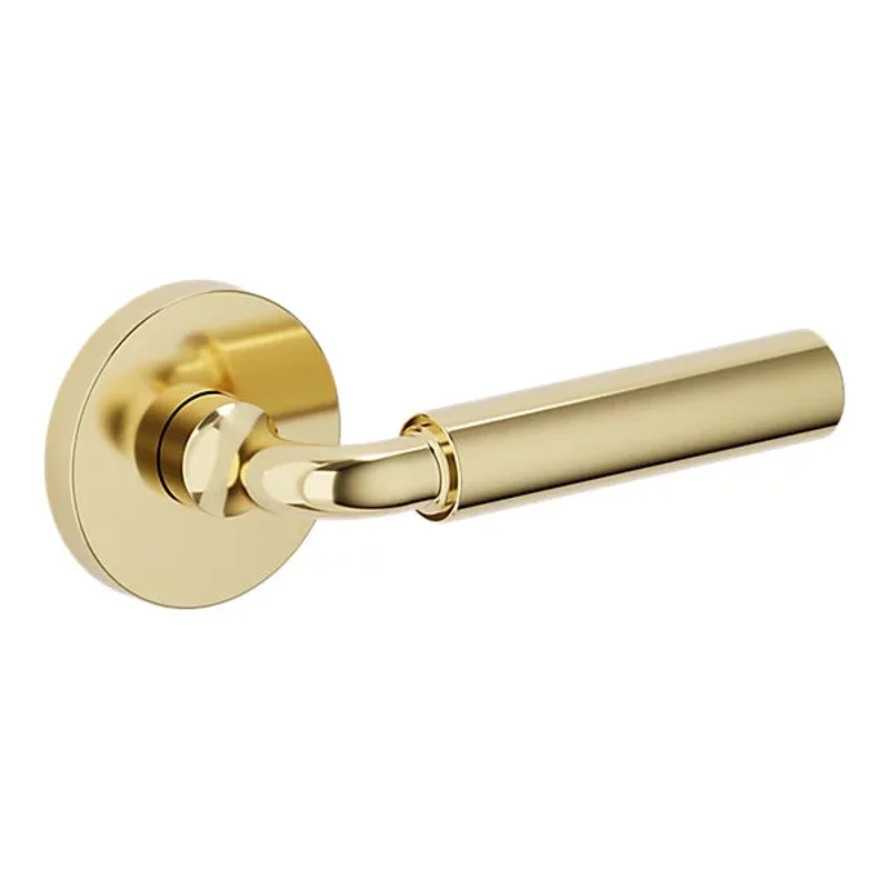 Baldwin - Estate Collection - Knobs & Levers - L031 Gramercy Curved Door Lever w/ 5046 Rose (Pre-Configured)