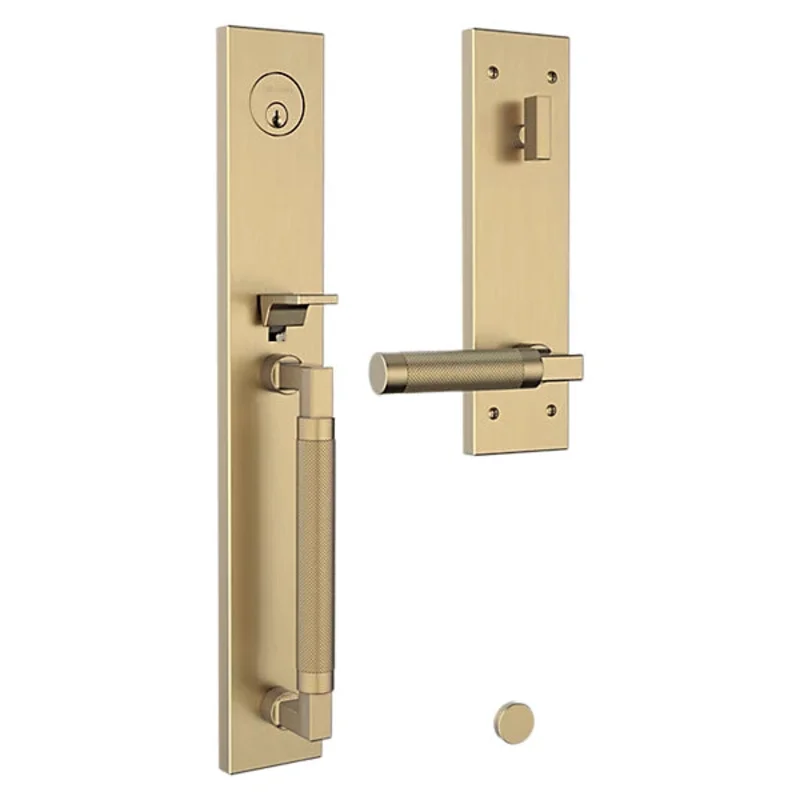 Baldwin - Estate Collection - Tubular Entry Handlesets - Gramercy Knurled Full Escutcheon Emergency Egress Handleset w/ L030 Gramercy Knurled Lever