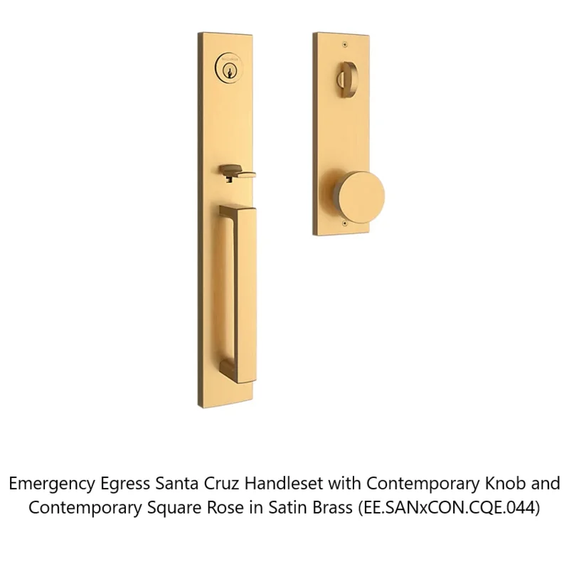 Baldwin - Reserve Collection - Egress Handlesets - Santa Cruz Full Escutcheon Tubular Entry Handleset with Interior Knob (Emergency Egress)