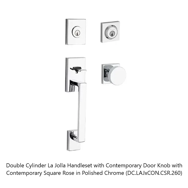 Baldwin - Reserve Collection - Sectional Handlesets - La Jolla Tubular Entry Handleset with Interior Knob (Double Cylinder)