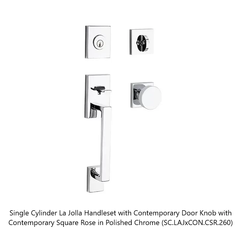 Baldwin - Reserve Collection - Sectional Handlesets - La Jolla Tubular Entry Handleset with Interior Knob (Single Cylinder)