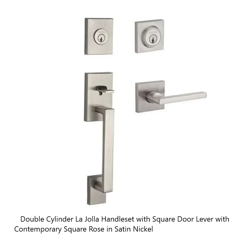 Baldwin - Reserve Collection - Sectional Handlesets - La Jolla Tubular Entry Handleset with Interior Lever (Double Cylinder)