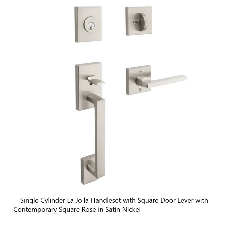 Baldwin - Reserve Collection - Sectional Handlesets - La Jolla Tubular Entry Handleset with Interior Lever (Single Cylinder)
